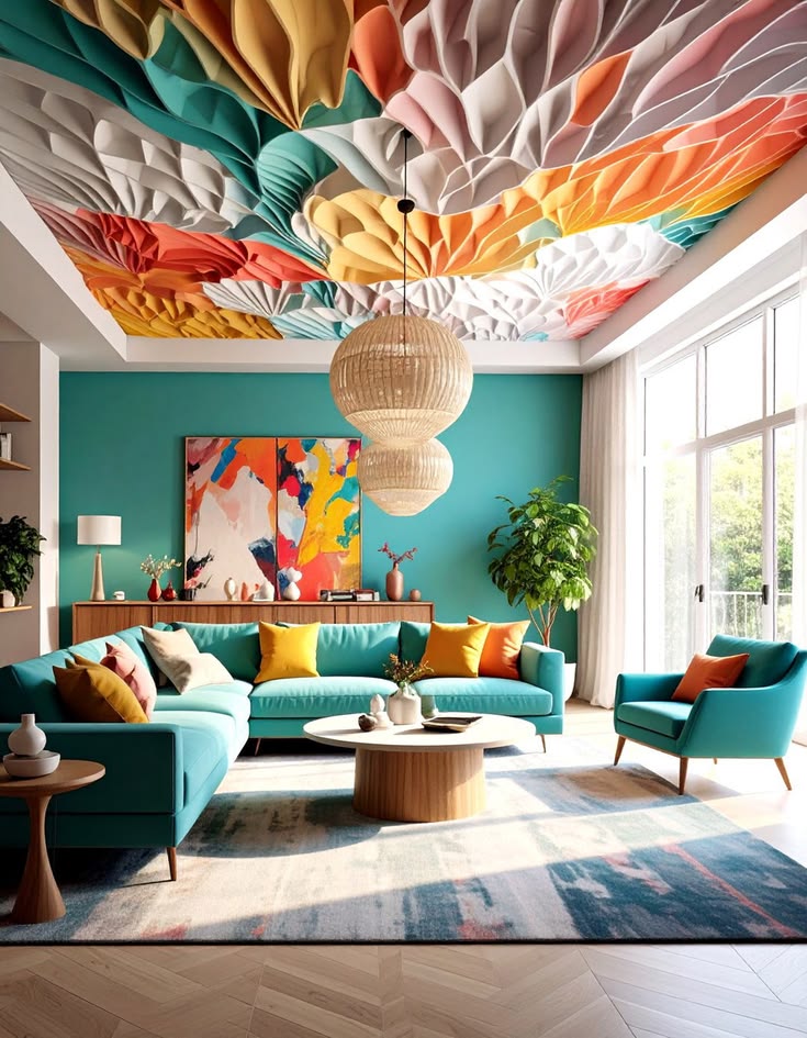 Modern Living room Wall Modern Ceiling Design