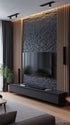 Modern Stone & Wood TV Feature Wall