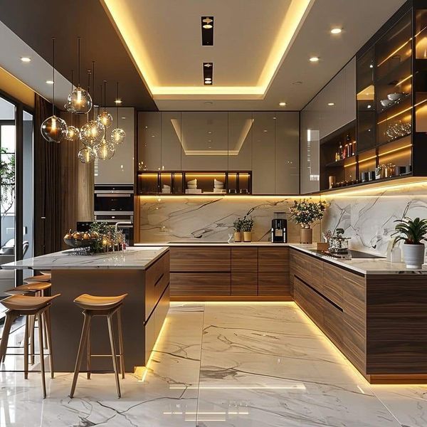 Luxe Walnut Glow Kitchen