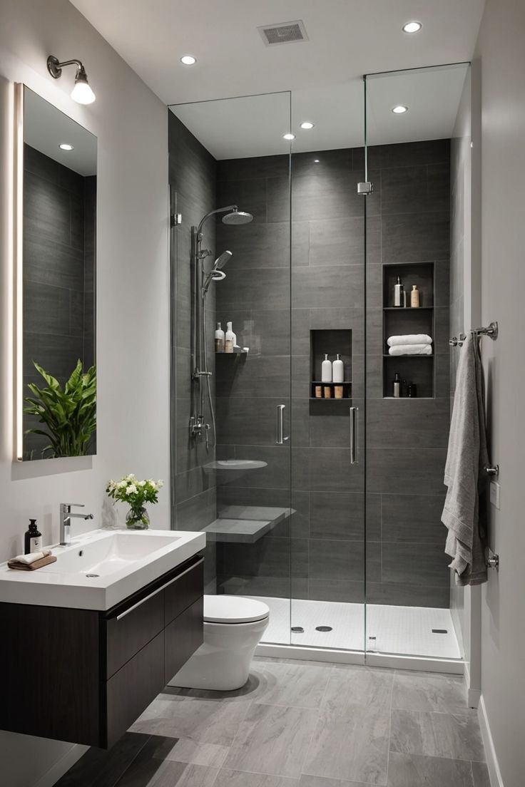 Modern Minimalist Glass Shower Bathroom Design
