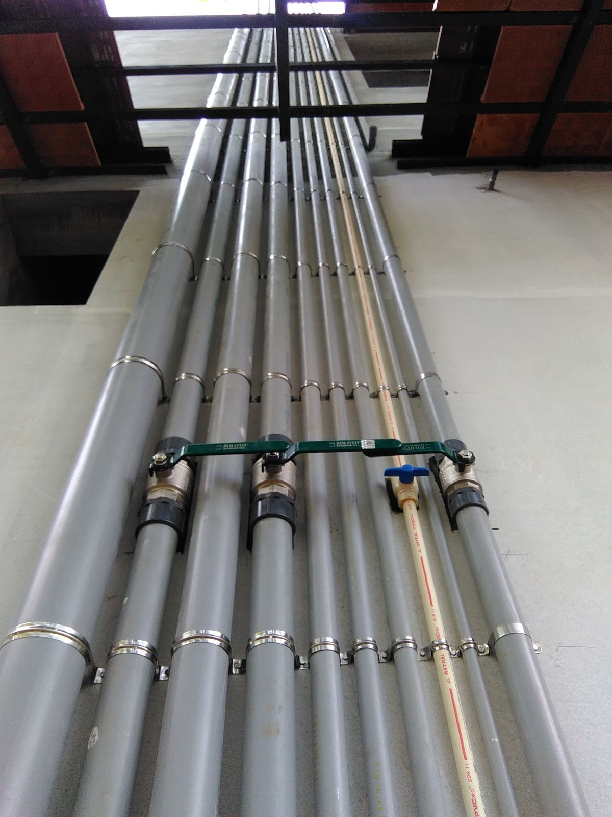 Under-construction house  water pipeline installation