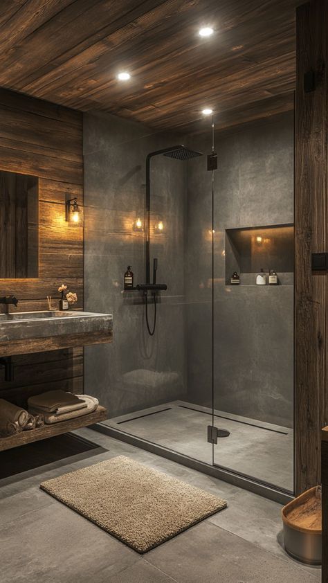 Rustic Luxe Walk-In Shower Vanity