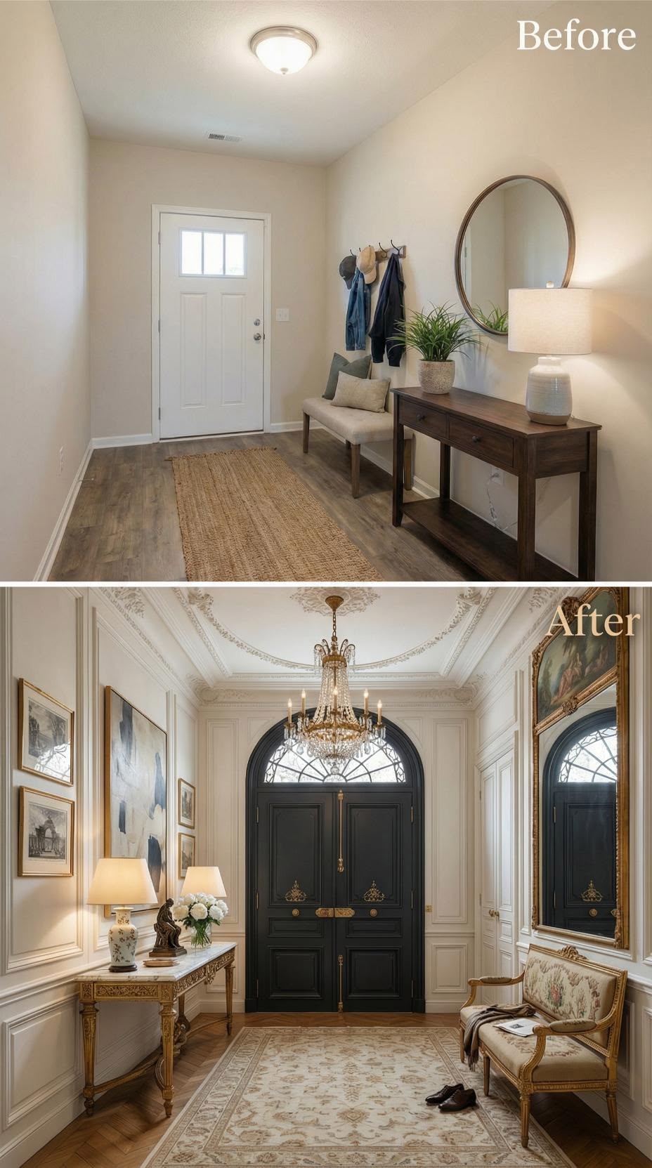 Before and after wall plastering