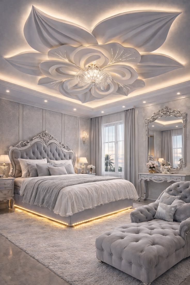 Royal Luxury Floral Bedroom Interior Design