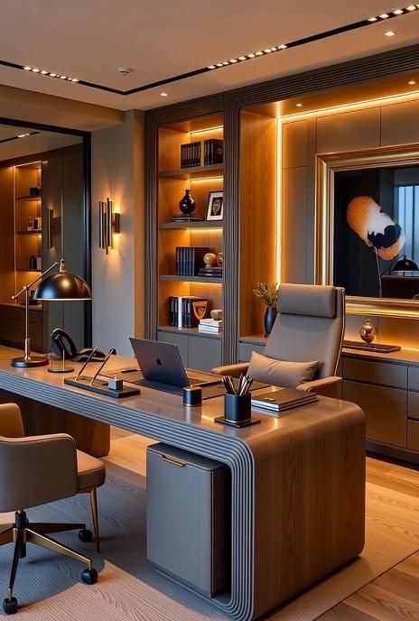 Luxury Executive Office Interior Design – Premium Wooden Workspace