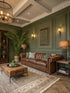 Vintage Luxe Olive Green Living Room Interior