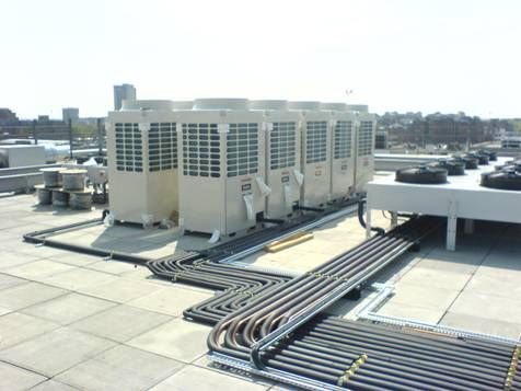 Commercial building multiple AC outdoor units installation