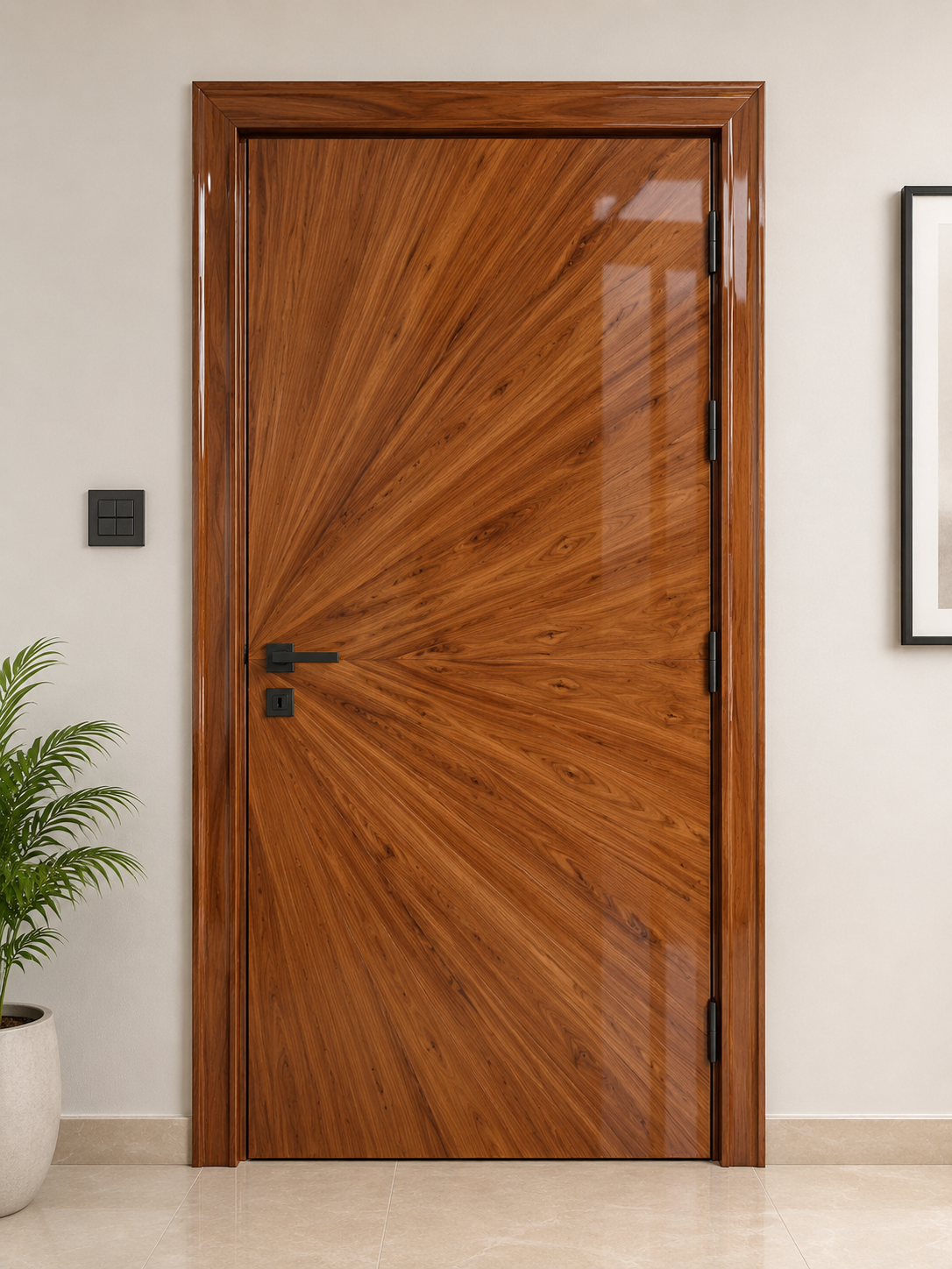 Radiant Walnut Veneer Door